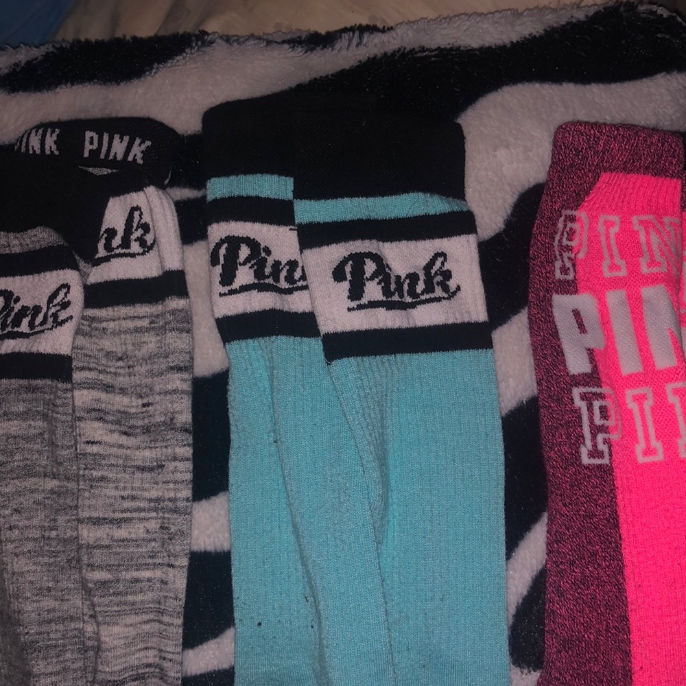 3 pairs of Victorias Secret Pink socks (long)